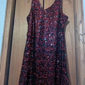 Red and Black Sequin Dress